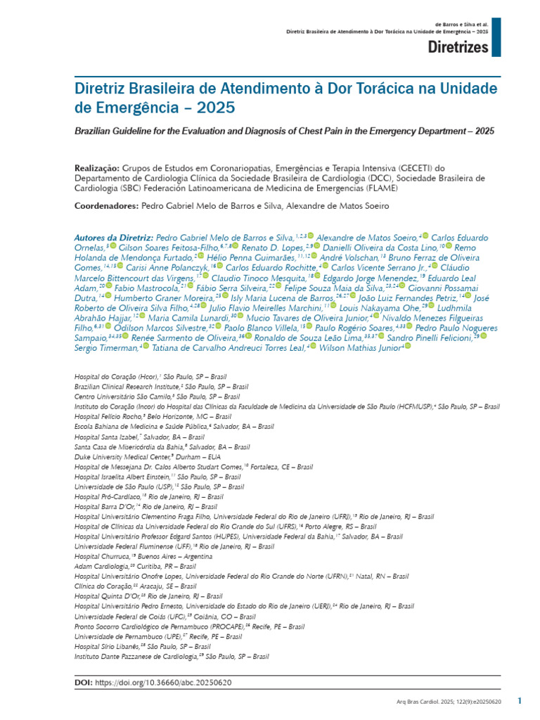 Diretriz de Dor Toracica 2025 | PDF | Remédio | Medicina Clínica