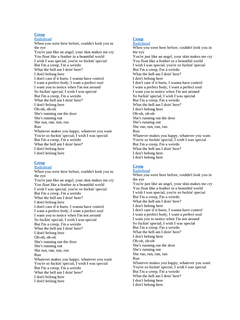 Creep | PDF | Songs Written | Sound Recording