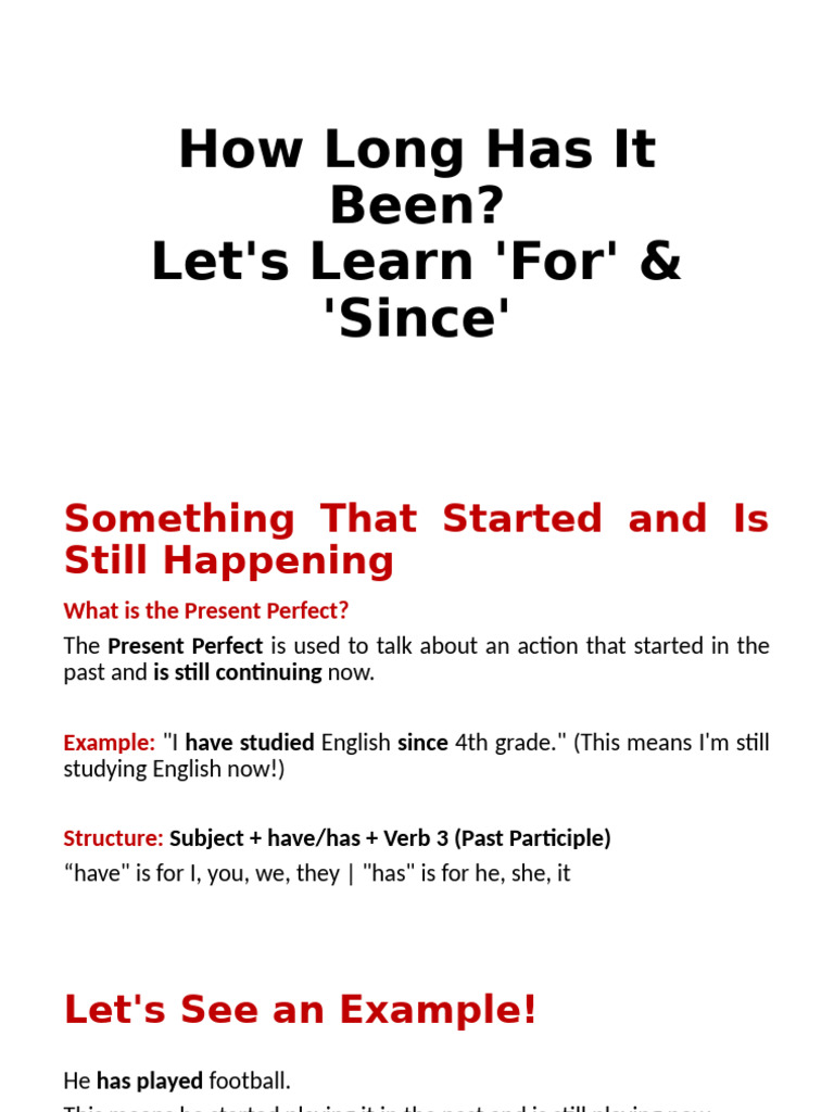 Understanding 'For' and 'Since' Usage | PDF