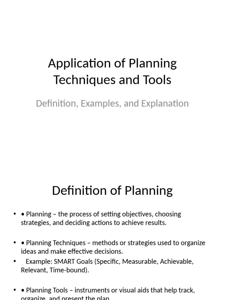 Effective Planning Techniques & Tools | PDF