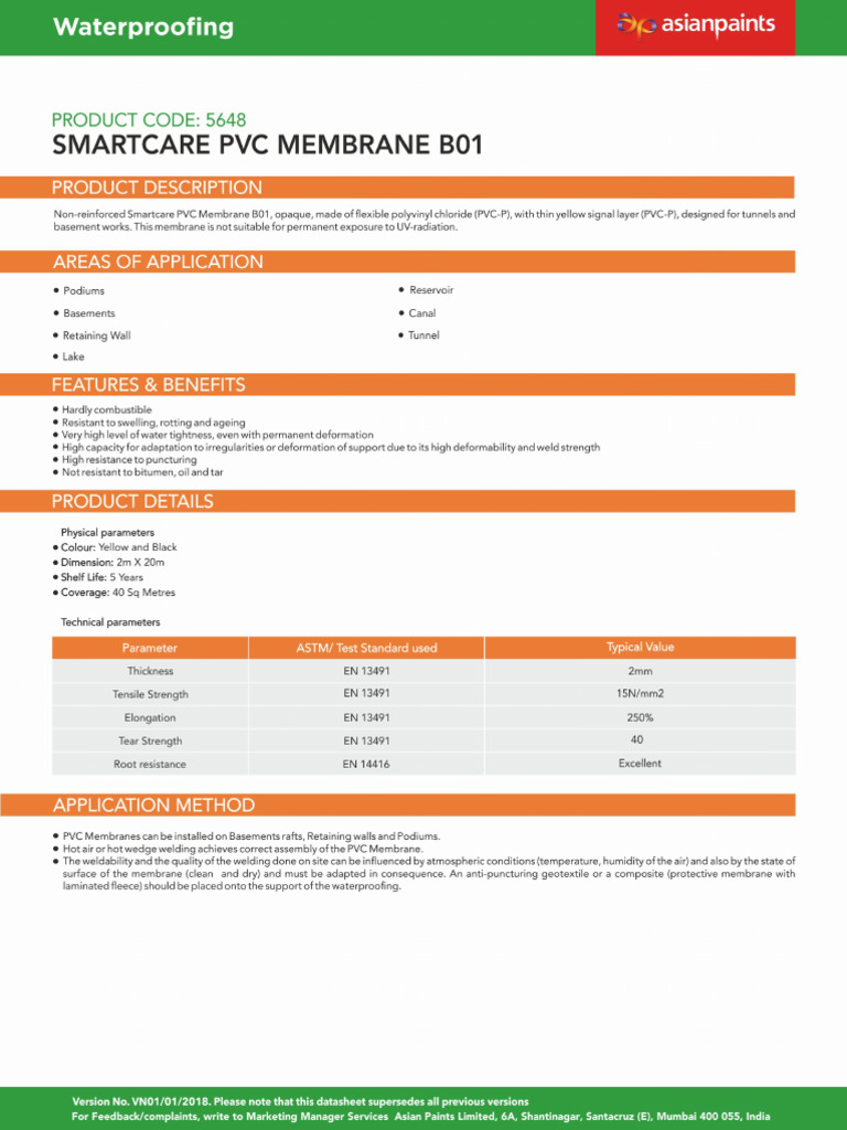 Asian Paints PVC Membrane | PDF