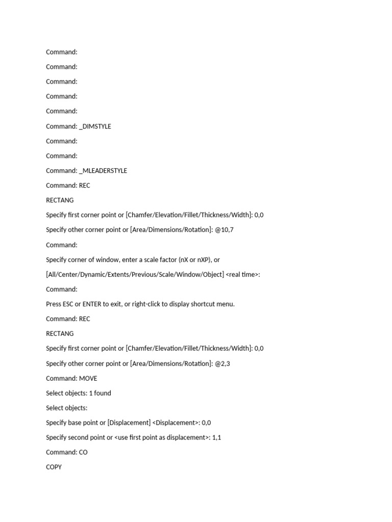 AutoCAD Command Guide: Basic Functions | PDF | Angle | Software
