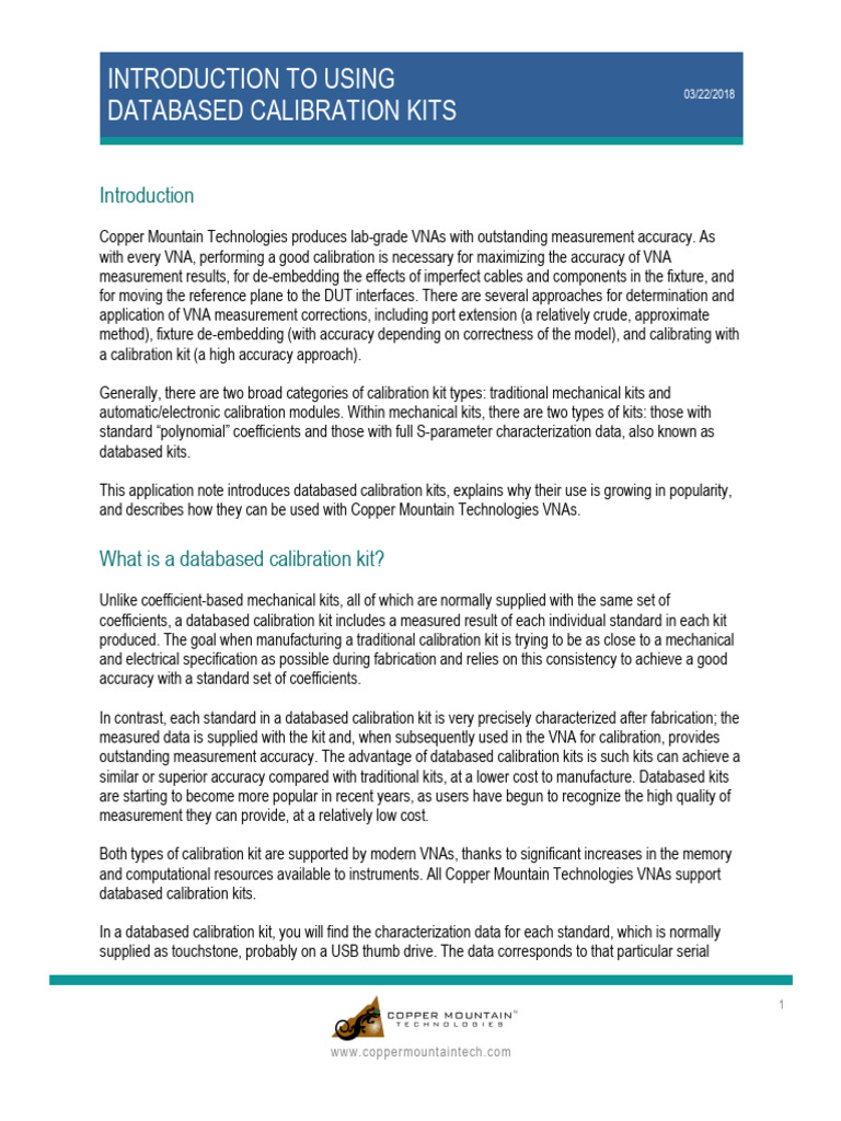 Using Databased Calibration Kits | PDF | Calibration | Databases