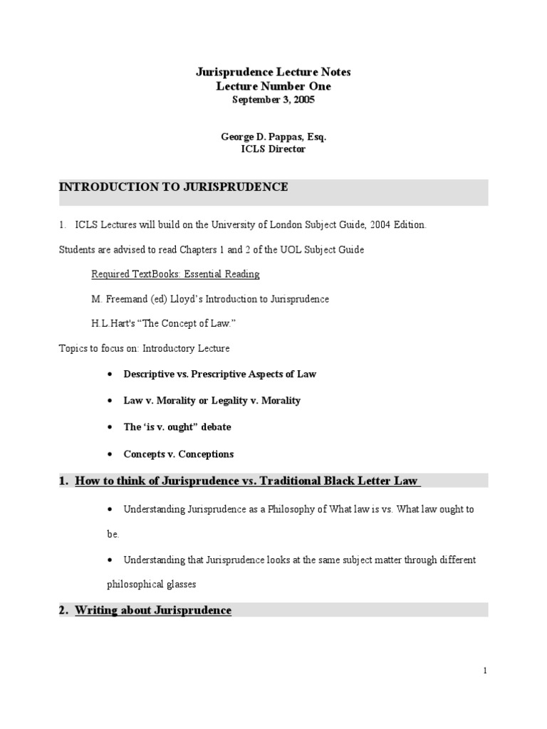 Jurisprudence Notes Lecture 1 | PDF | Social Science
