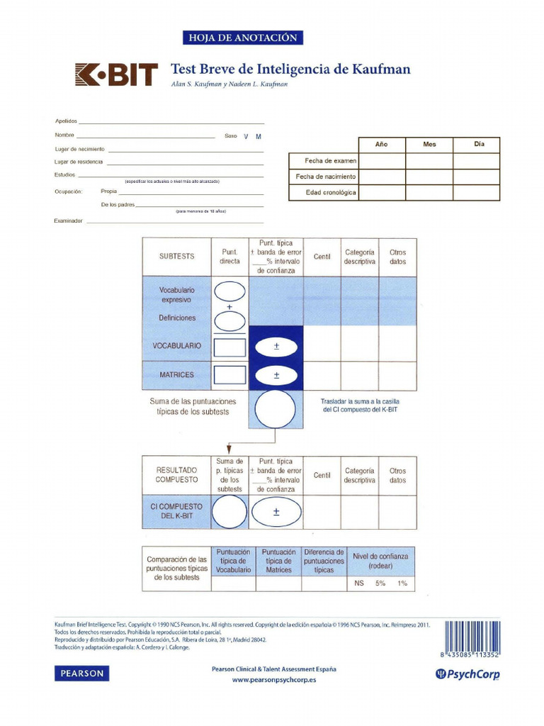 Test Breve de Inteligencia K-BIT | PDF