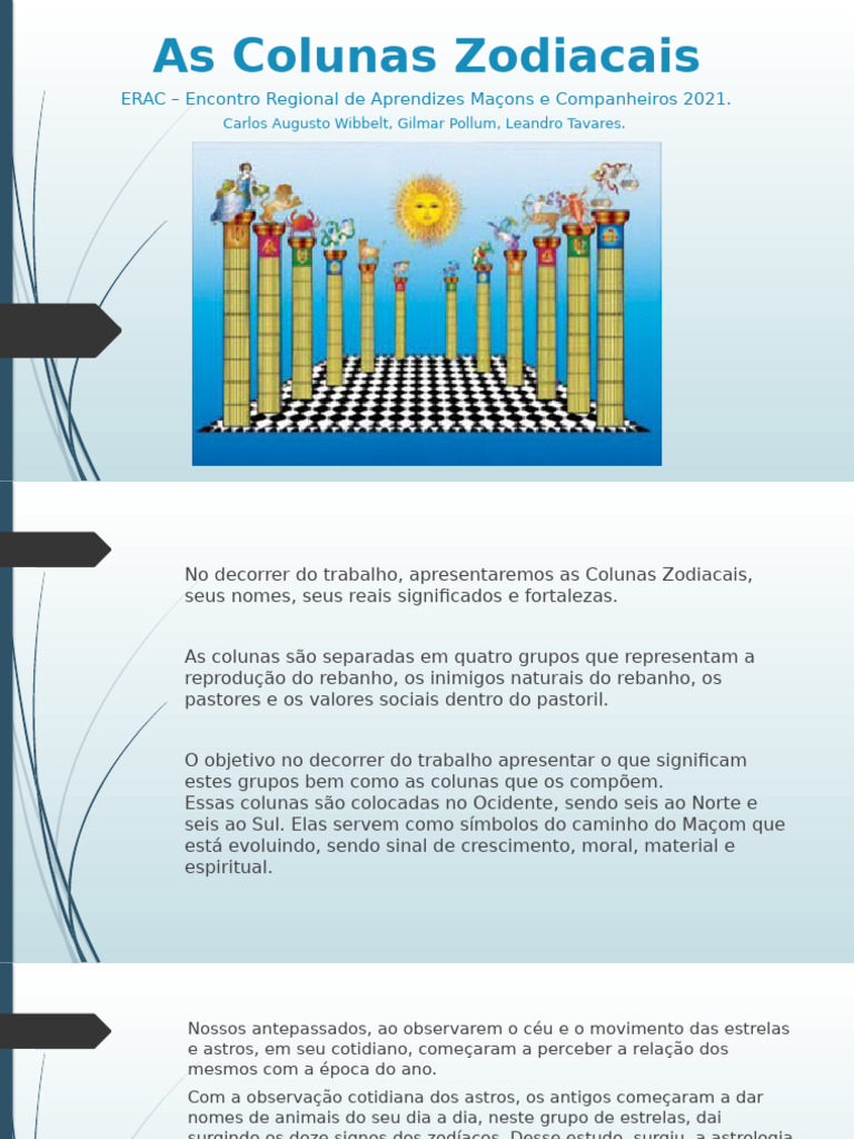 Colunas Zodiacais na Maçonaria | PDF | Zodíaco | Signo do zodíaco