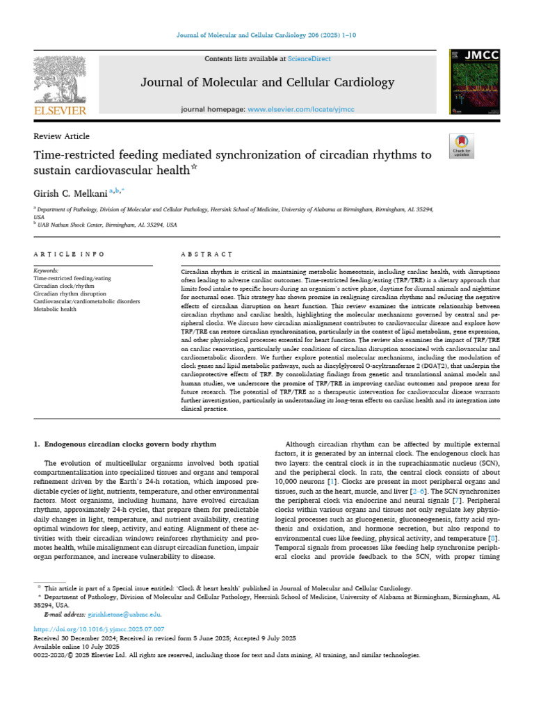 Time-Restricted Feeding Mediated Synchronization of Circadian Rhythms ...
