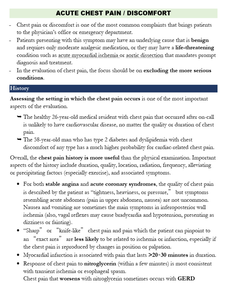Chest Pain Evaluation Guidelines | PDF | Myocardial Infarction | Heart