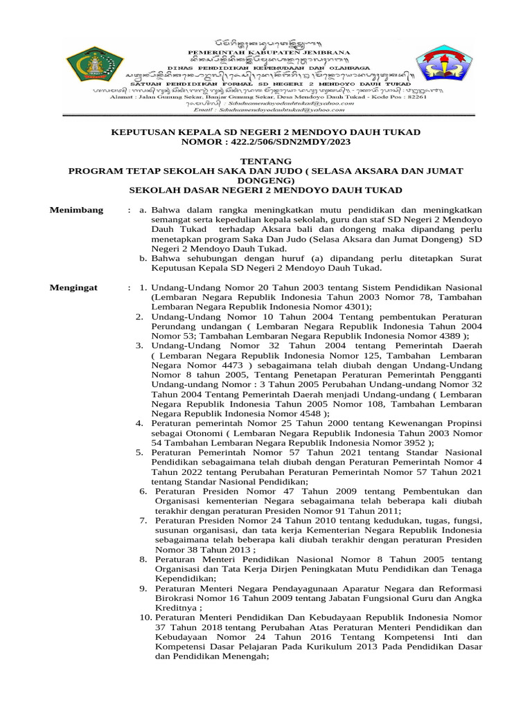 Program Judo dan Aksara di SDN 2 MDY | PDF