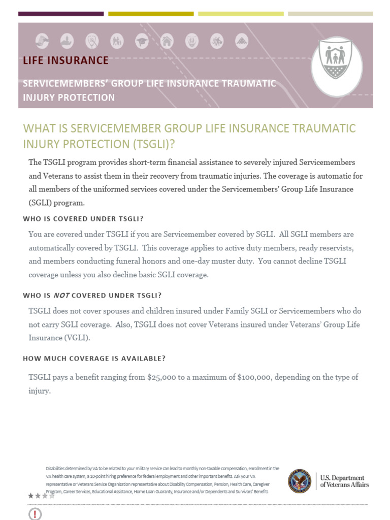 TSGLI Benefits for Servicemembers | PDF | United States Department Of ...