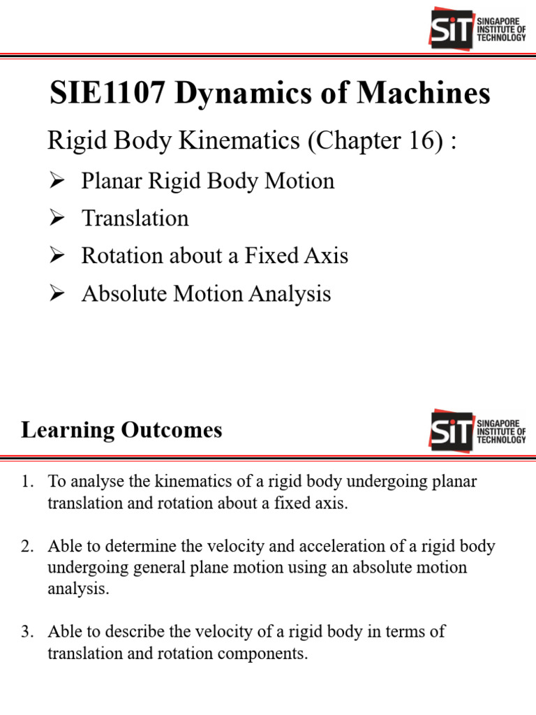 Rigid Body Kinematics in Machines | PDF | Kinematics | Rotation Around ...