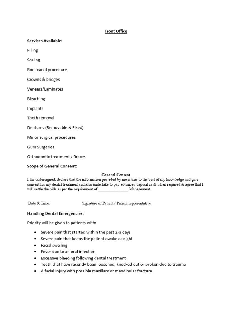 Comprehensive Dental Services Overview | PDF | Dentistry | Infection