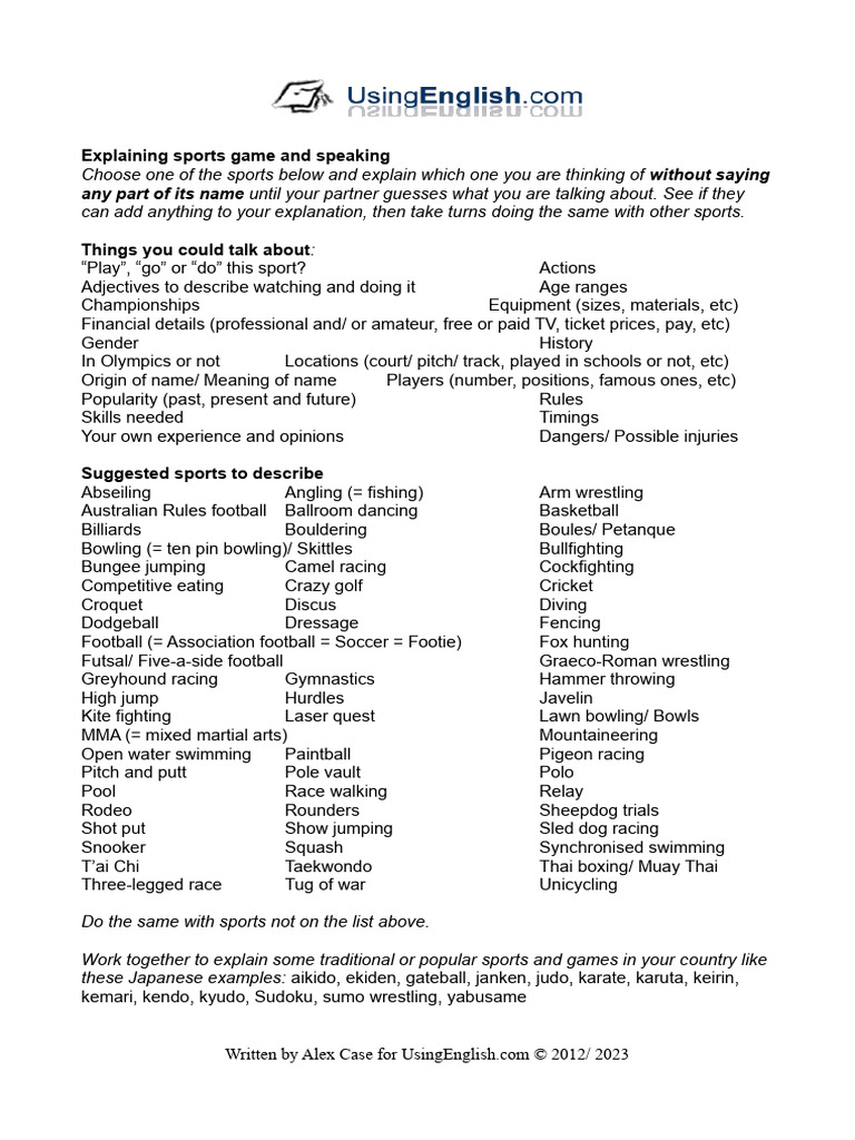EXPLAINING SPORTS SPEAKING intelligence overview