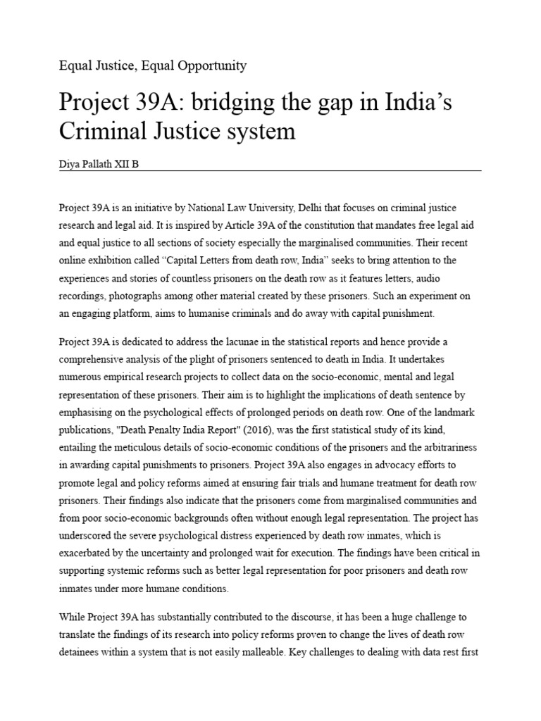 Project 39A: Reforming India's Death Penalty | PDF | Death Row ...