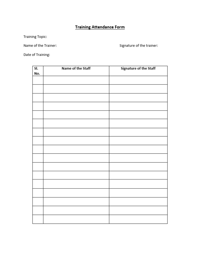 Training Attendance Record Template | PDF