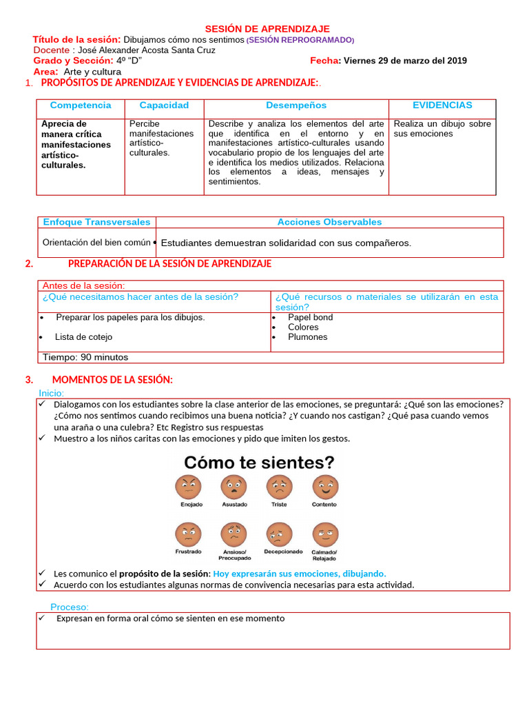 Expresión de emociones a través del arte | PDF | Aprendizaje | Las ...