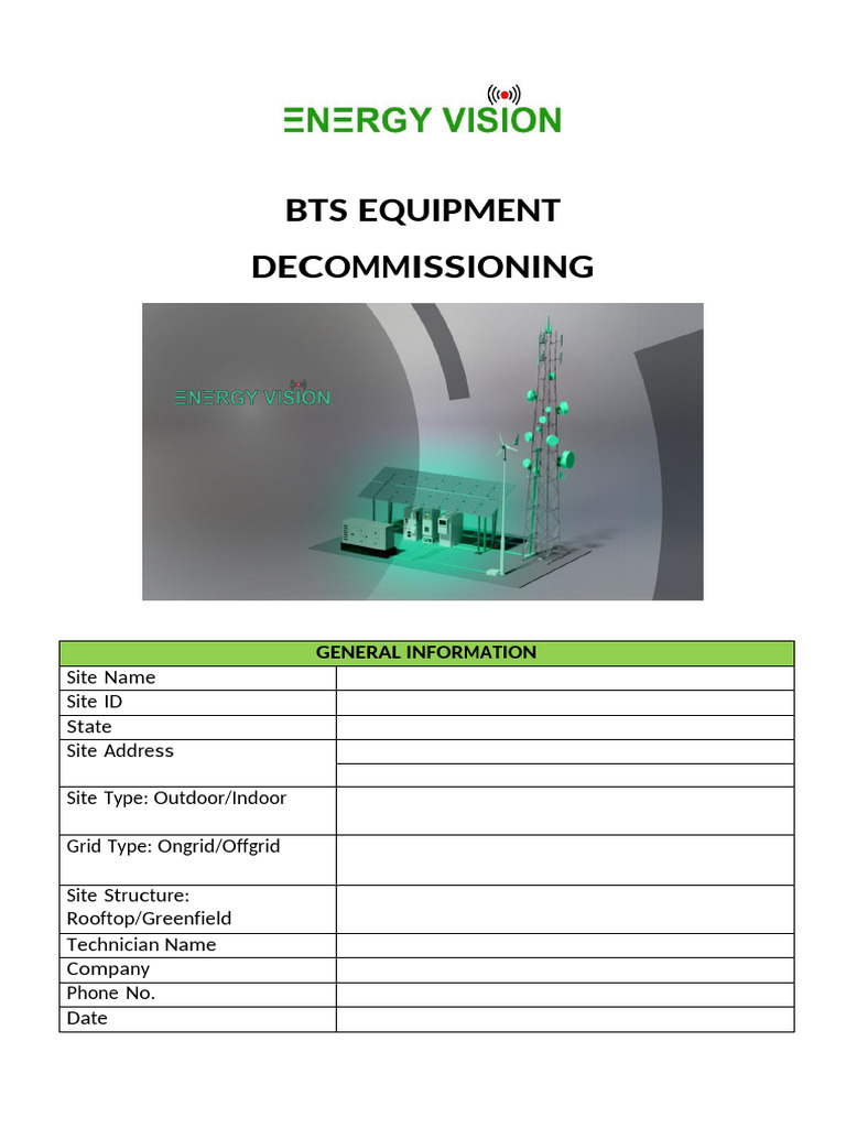 BTS Equipment Decommissioning Checklist | PDF | Electrical Equipment ...