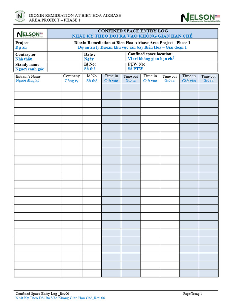 9.confined Space Entry Log - Rev.00 | PDF