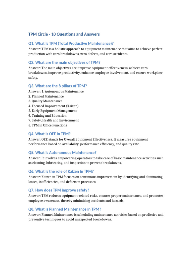 Understanding TPM: Key Concepts and Benefits | PDF