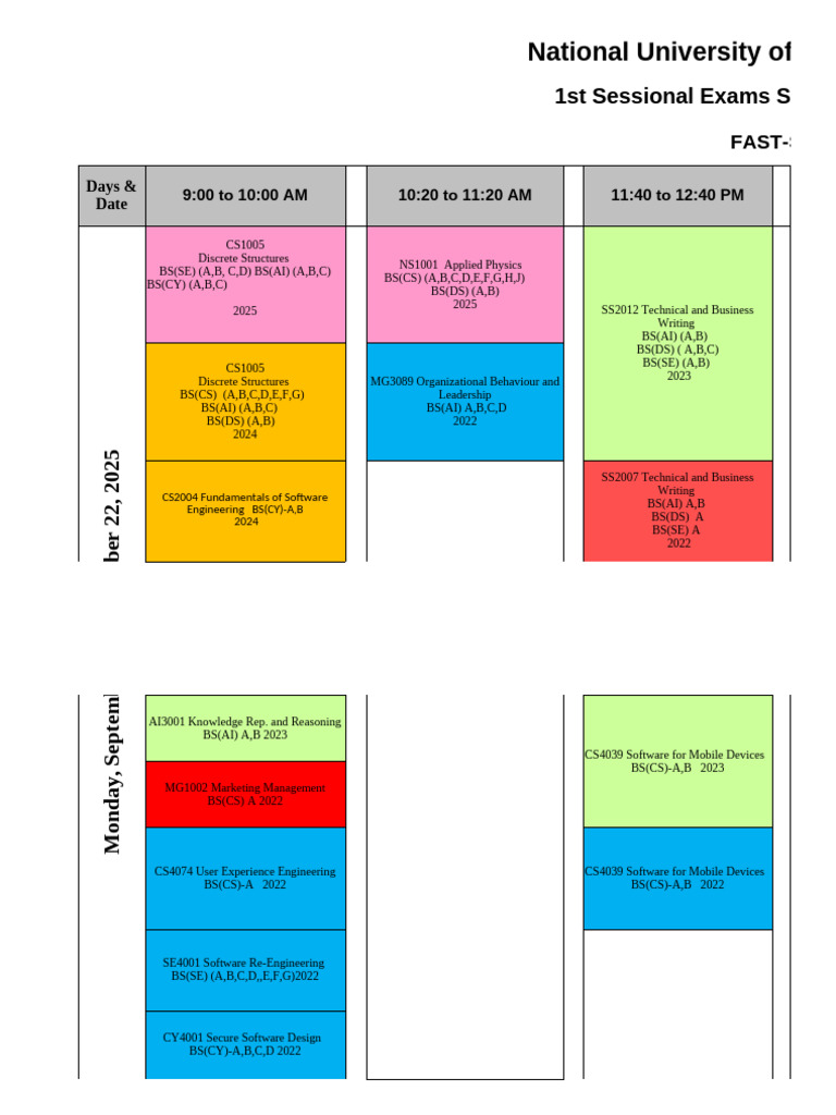 National University Exam Schedule 2025 | PDF | Artificial Intelligence ...