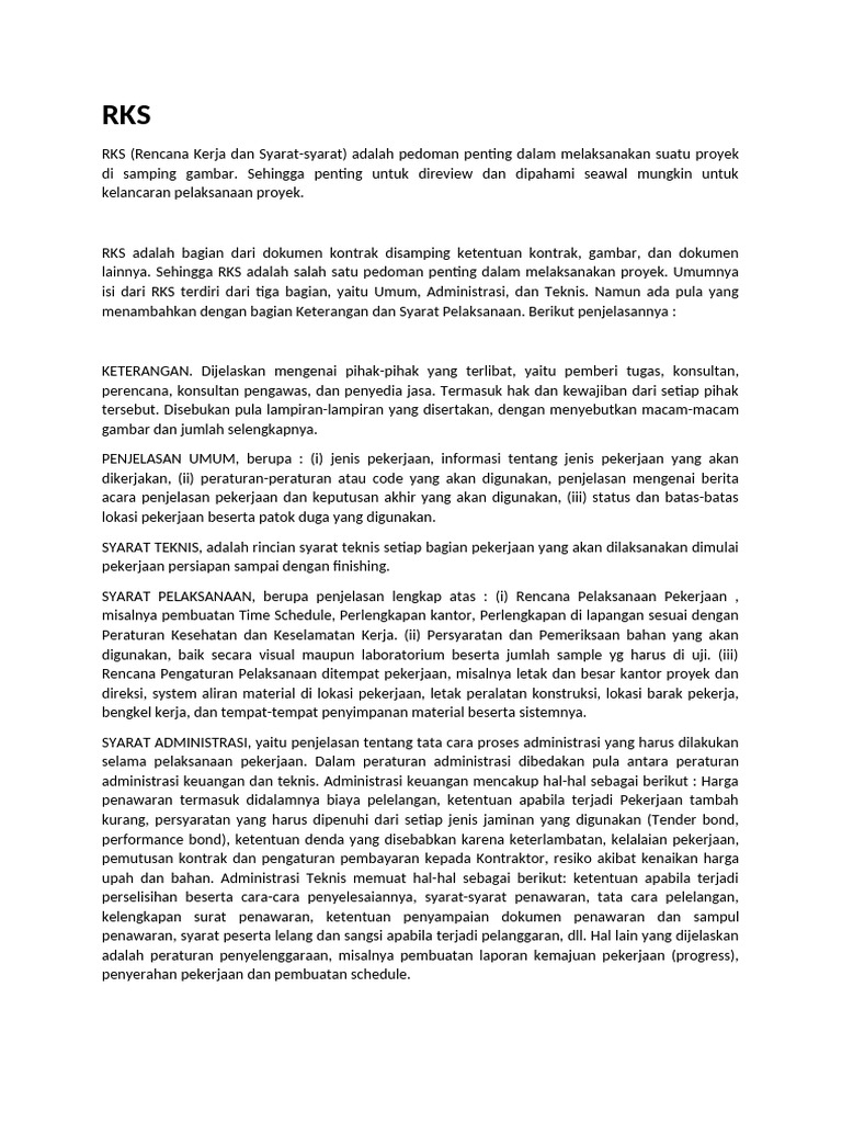 Memahami RKS dalam Proyek Konstruksi | PDF