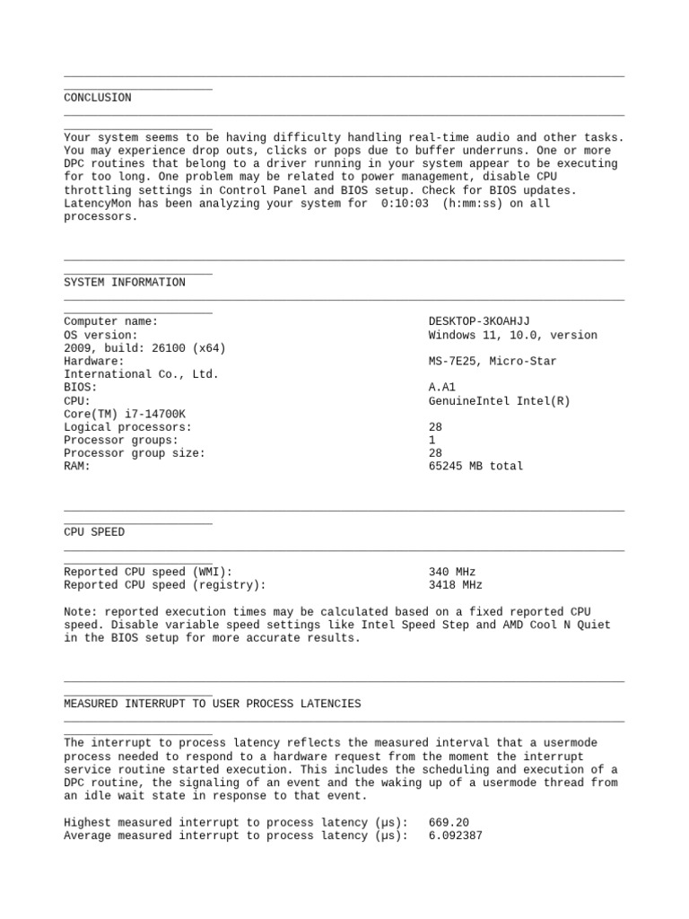 System Latency Analysis Report | PDF | Device Driver | Process (Computing)