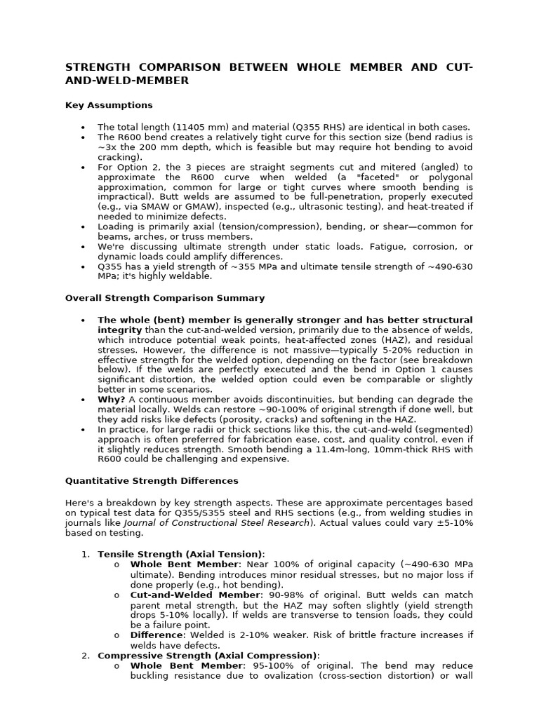 Whole vs. Cut-and-Weld Member Strength | PDF | Strength Of Materials ...