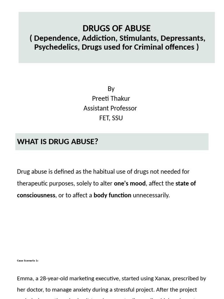 Understanding Drug Abuse and Dependence | PDF | Substance Dependence ...