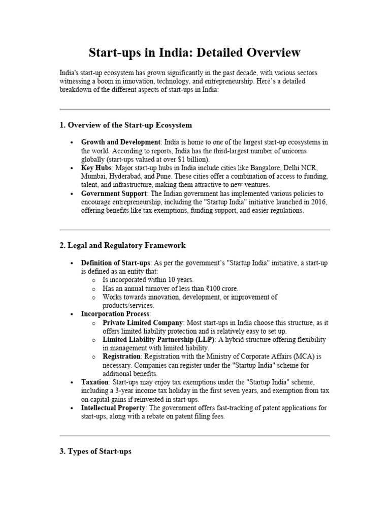 Overview of India's Start-up Ecosystem | PDF | Startup Company | Small ...