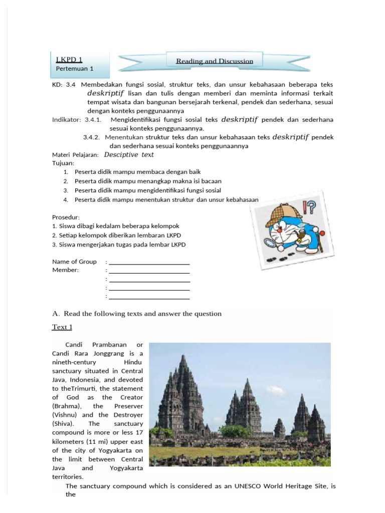 Descriptive Texts on Prambanan and Eiffel Tower | PDF | Linguistics