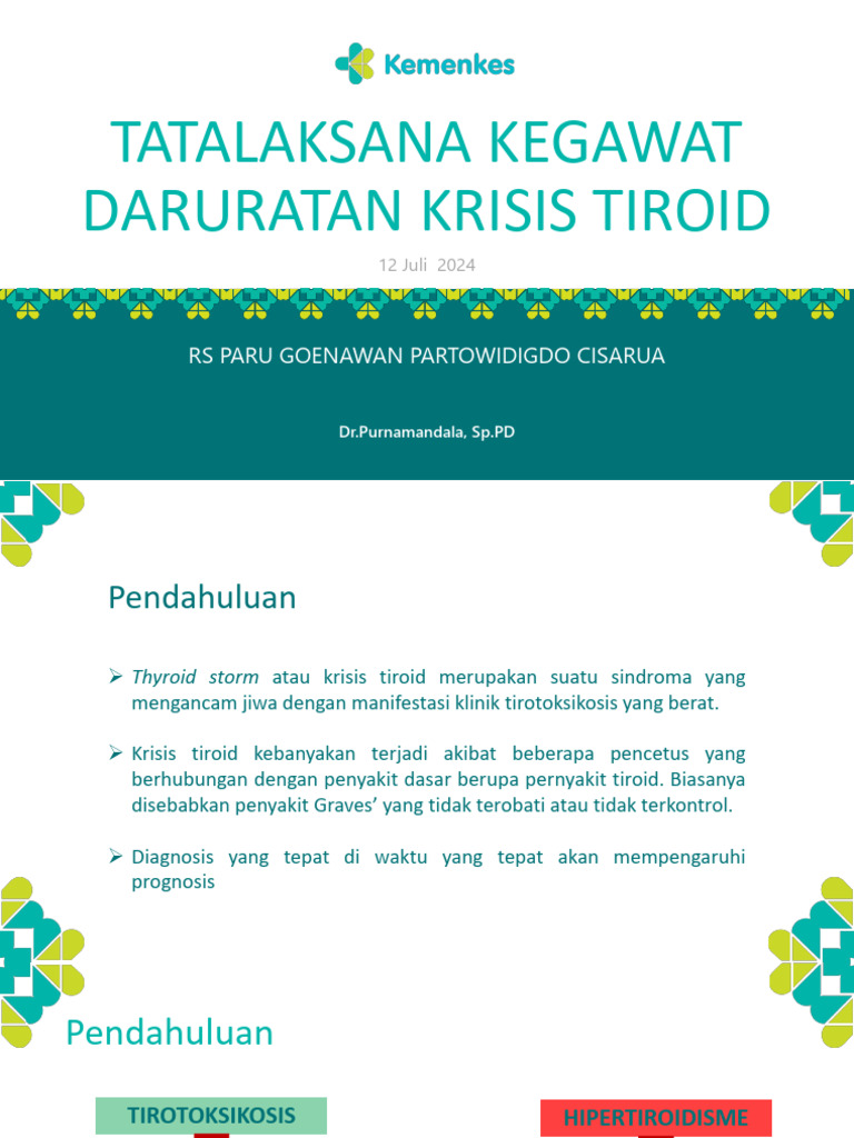 Tata Laksana Kegawat Daruratan Krisi Tyroid 12 Juli 2024 | PDF