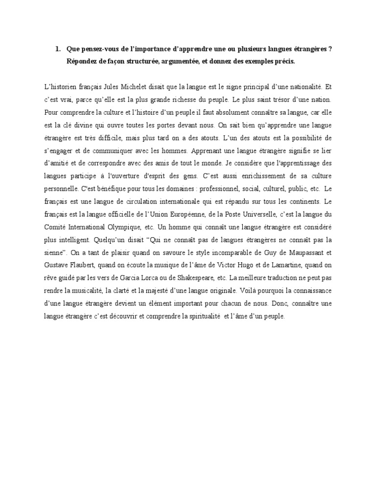 Importance Des Langues Etrangeres, PDF, Langue française