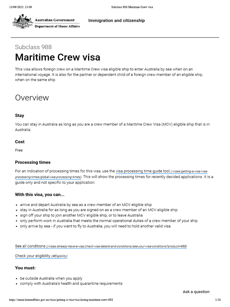 Maritime Crew Visa Application Guide | PDF | Travel Visa | Ships