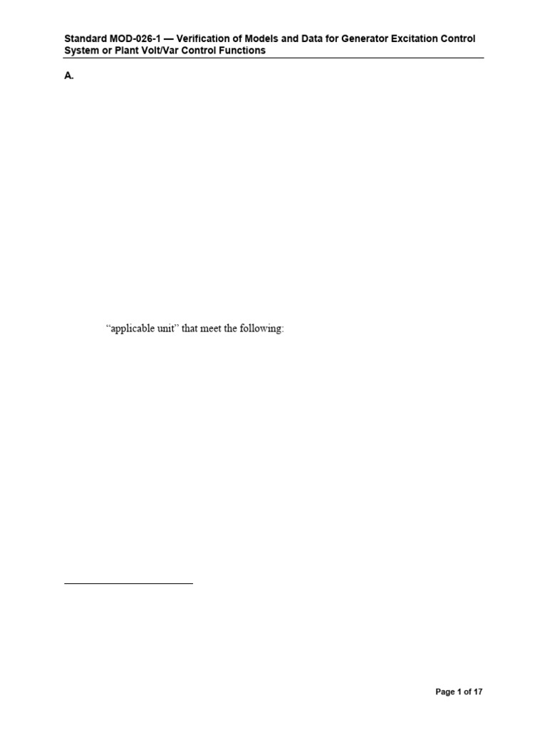 MOD-026-1: Generator Model Verification | PDF | Electric Generator ...