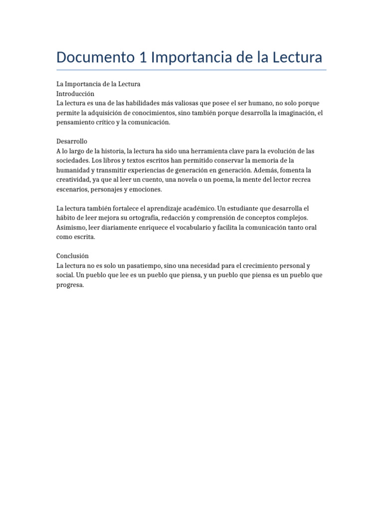 Importancia de la Lectura en el Aprendizaje | PDF
