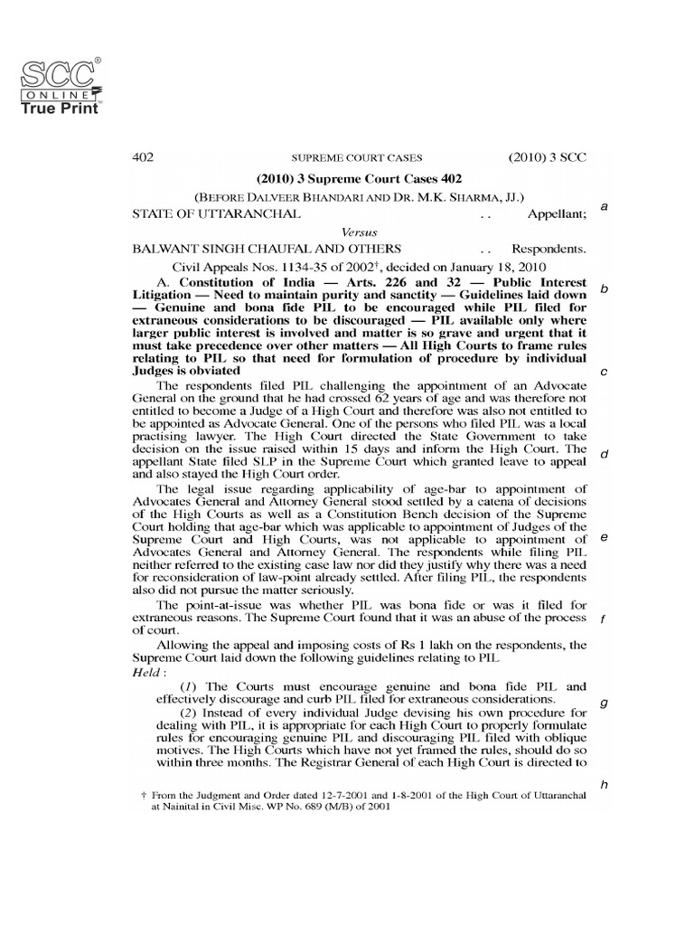 Modak Judgment Analysis: SCC 1, 2008 | PDF | Supreme Court Of The ...