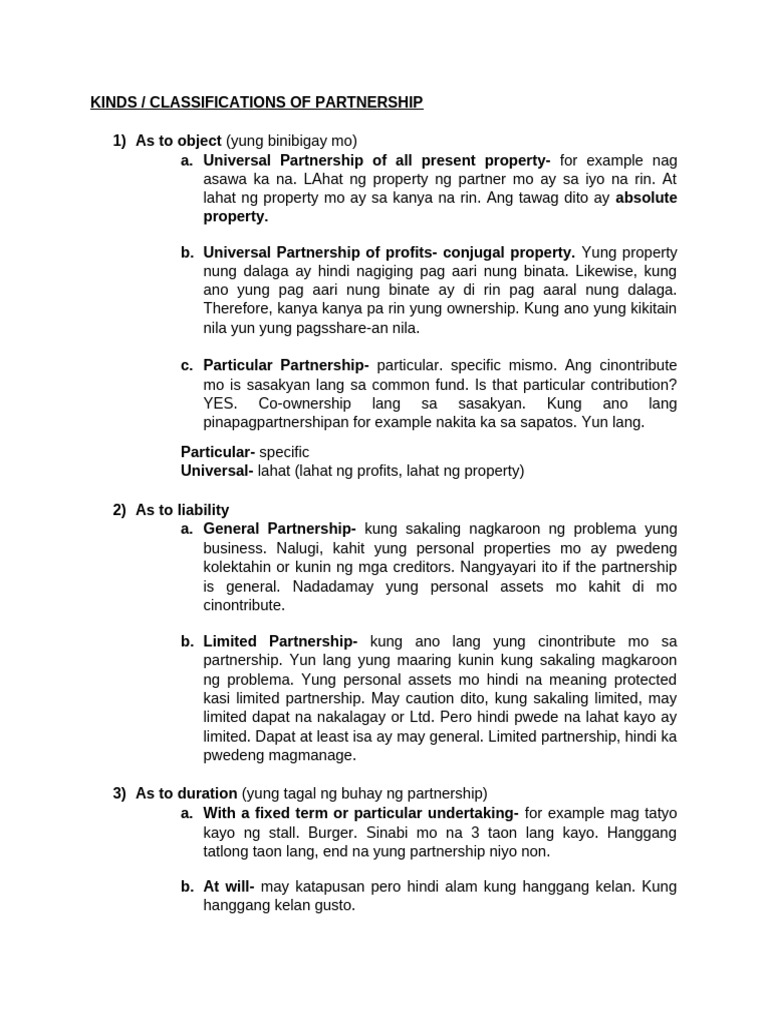 Lecture 2 Classification of Partnership | PDF