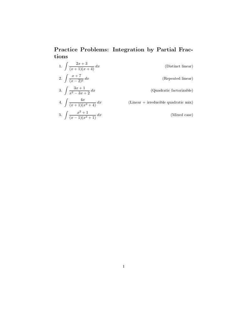 Integration by Partial Fraction-Qsn | PDF