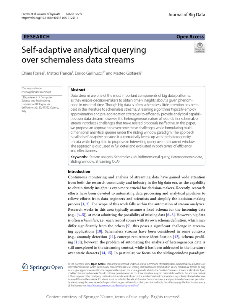 Self-Adaptive Queries for Schemaless Streams | PDF | Function ...