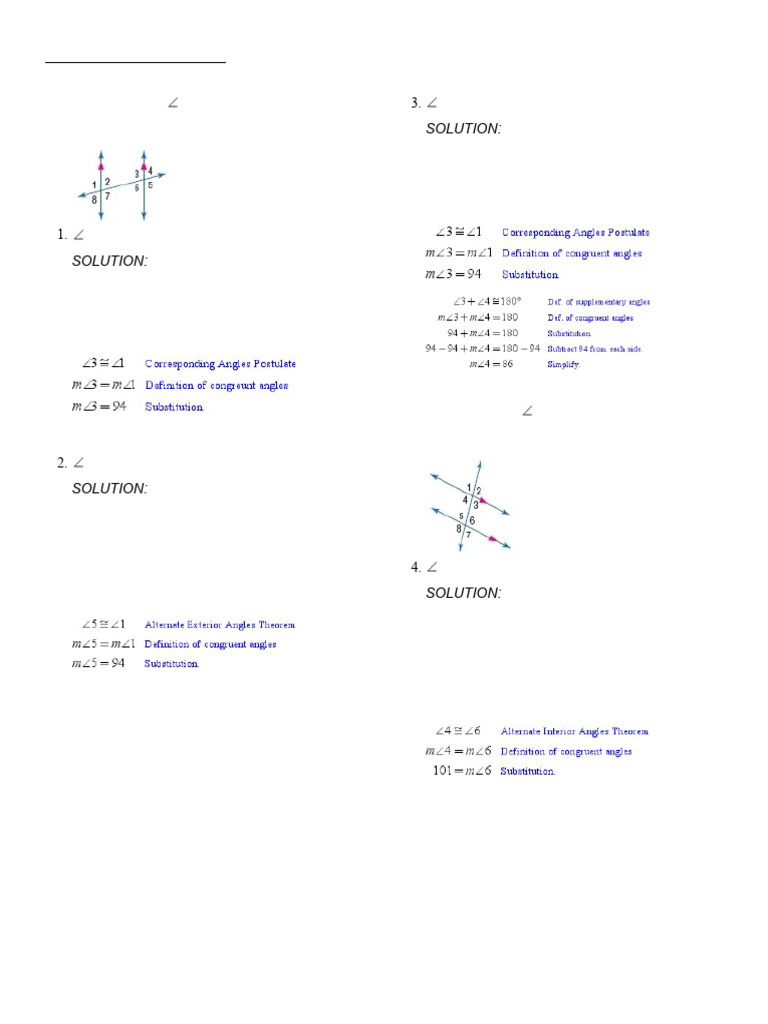 Angles and Parallel Lines Theorems | PDF | Elementary Mathematics ...