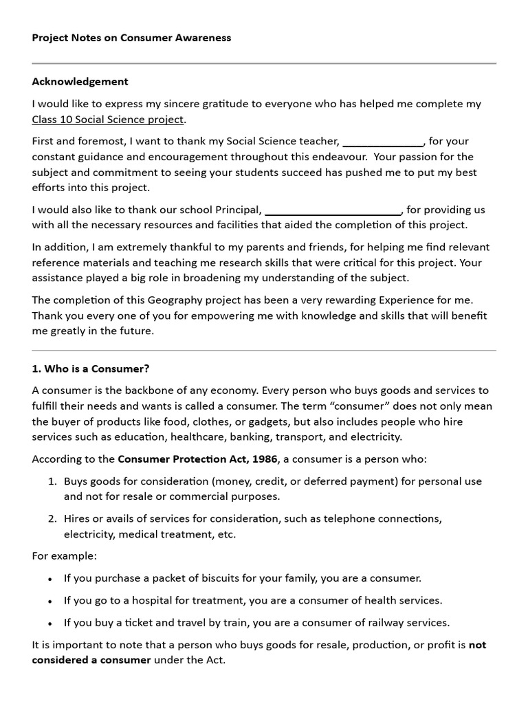 Class 10 Consumer Awareness Notes | PDF | Consumer Protection | False ...