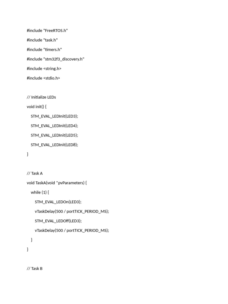 FreeRTOS LED Control with STM32 | PDF