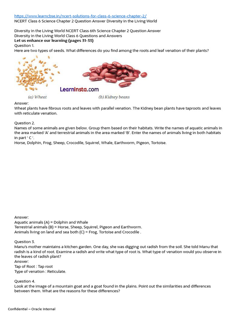 Class 6 Science Chapter 2 Q&A | PDF | Foods | Nutrients