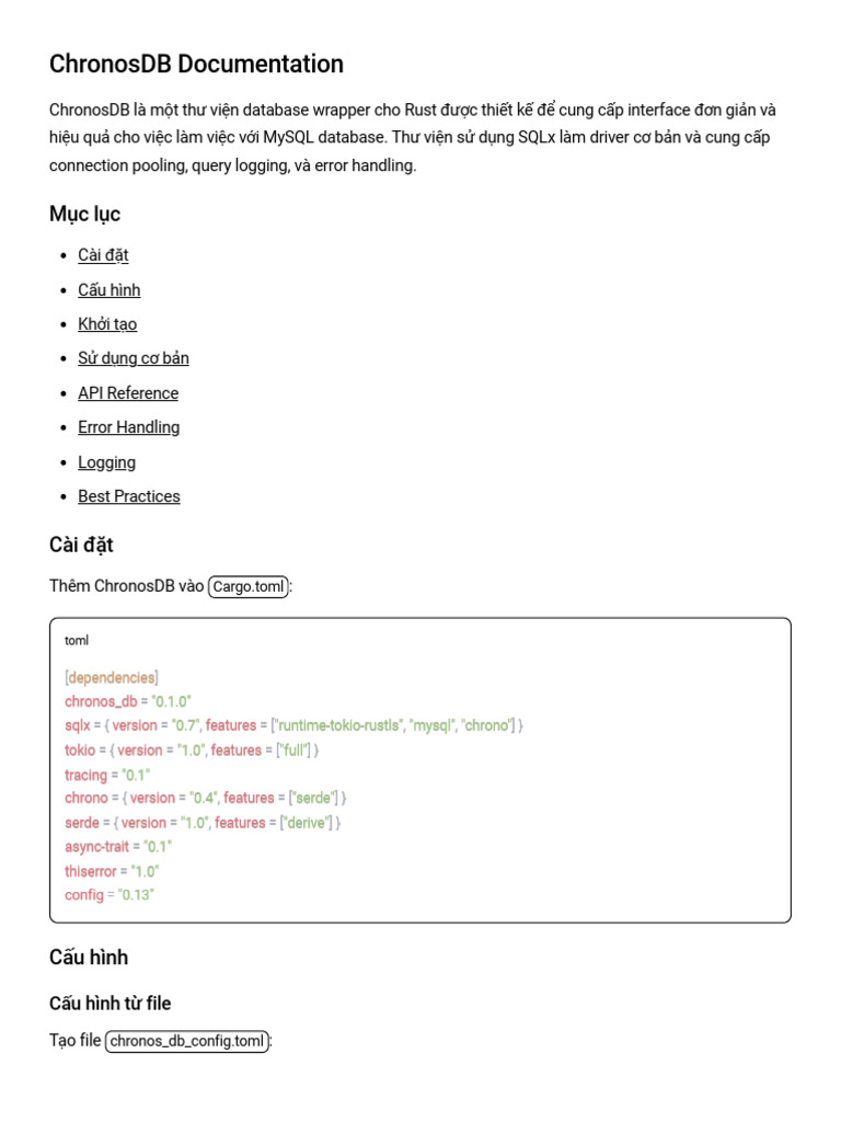 ChronosDB: Rust MySQL Wrapper Guide | PDF | Databases | Computing