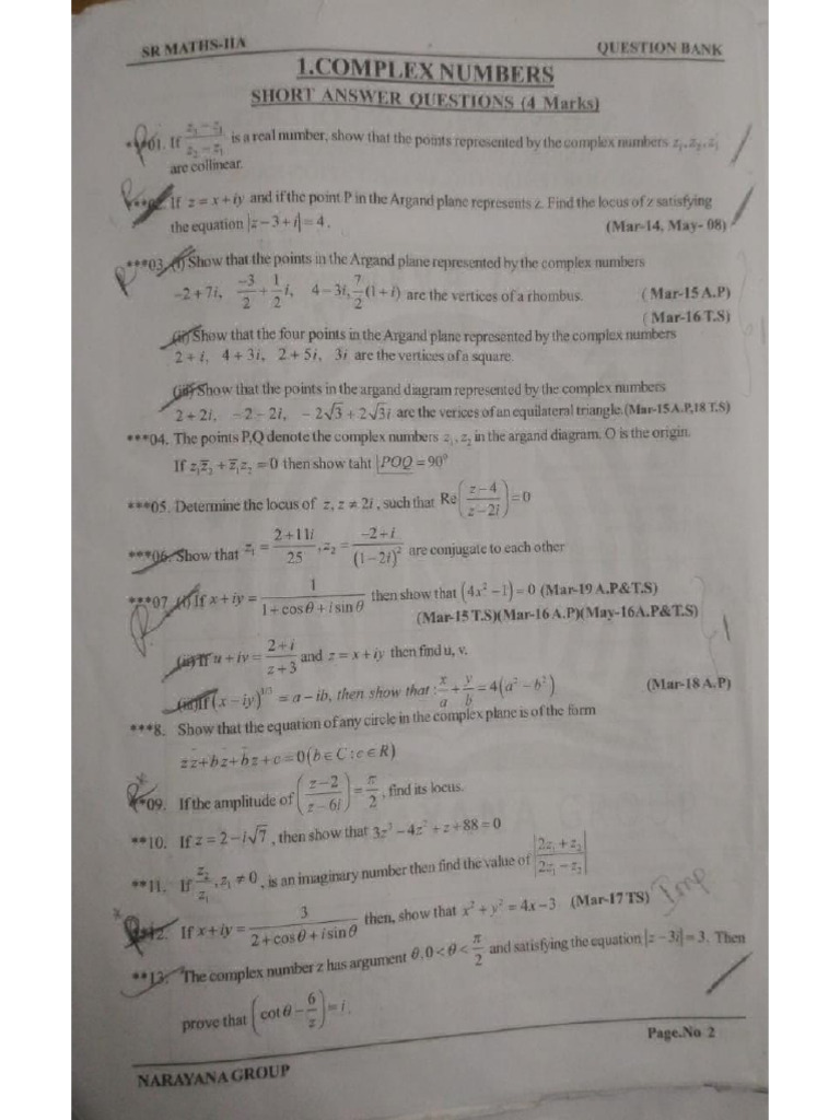 SR Maths 2A Imp Questions | PDF
