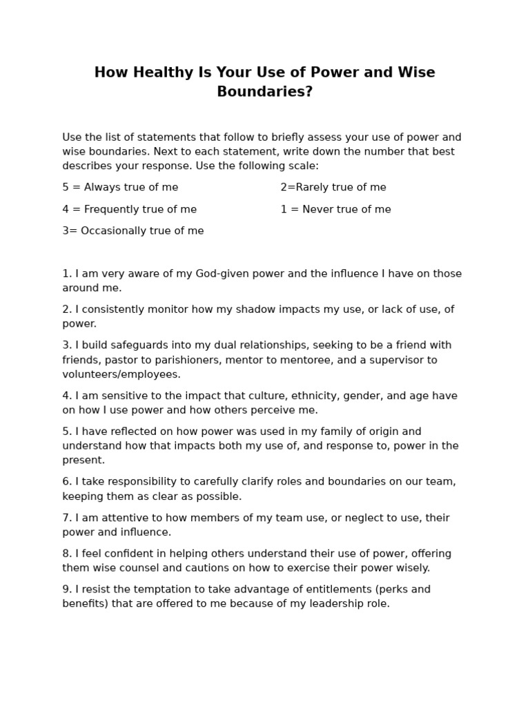 Assessing Power and Boundaries Health | PDF | Leadership | Social ...