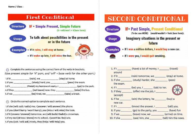 Worksheet First and Second Conditional | PDF