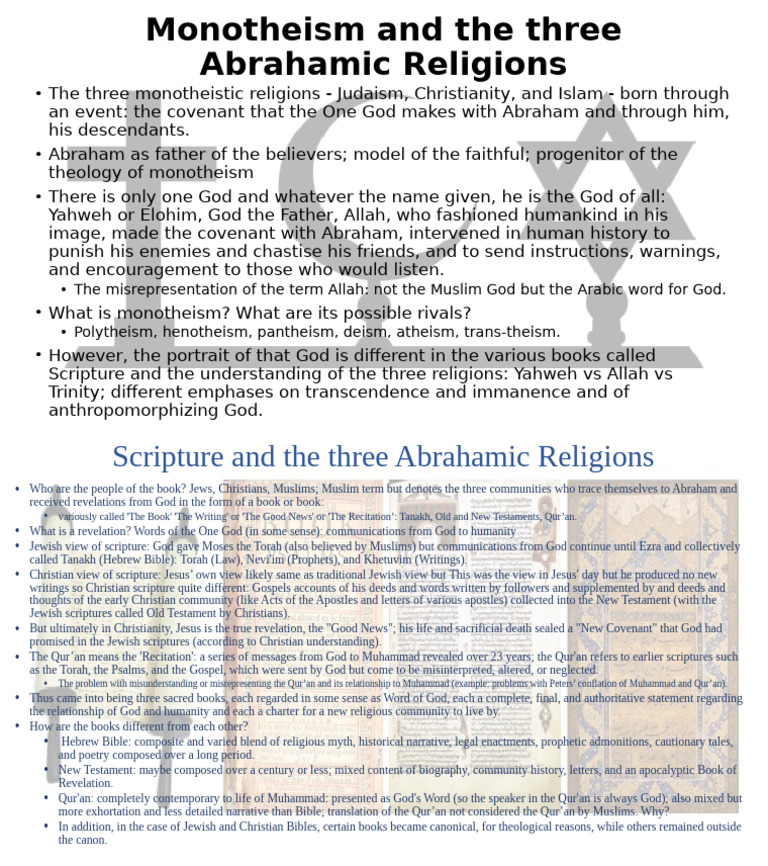 Monotheism in Abrahamic Religions | PDF | Monotheism | God
