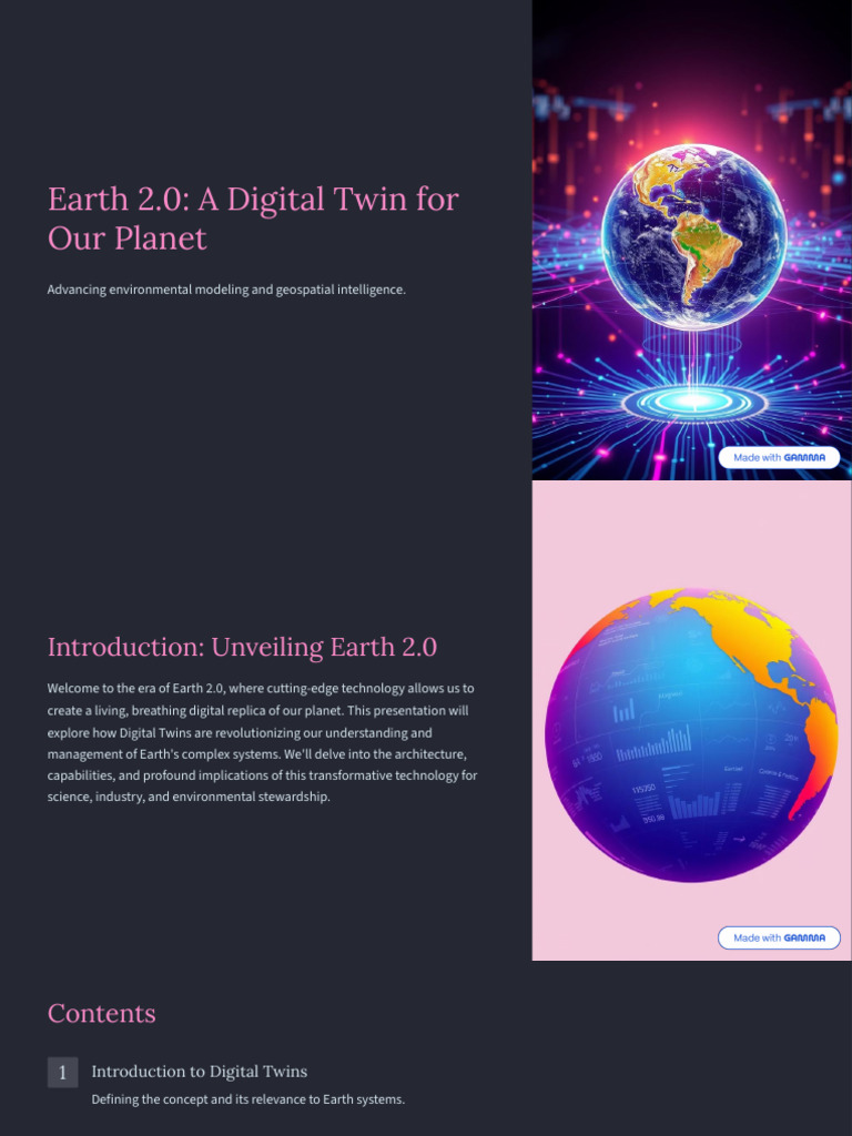 Earth 2.0: Digital Twin for Planetary Insights | PDF | Simulation ...