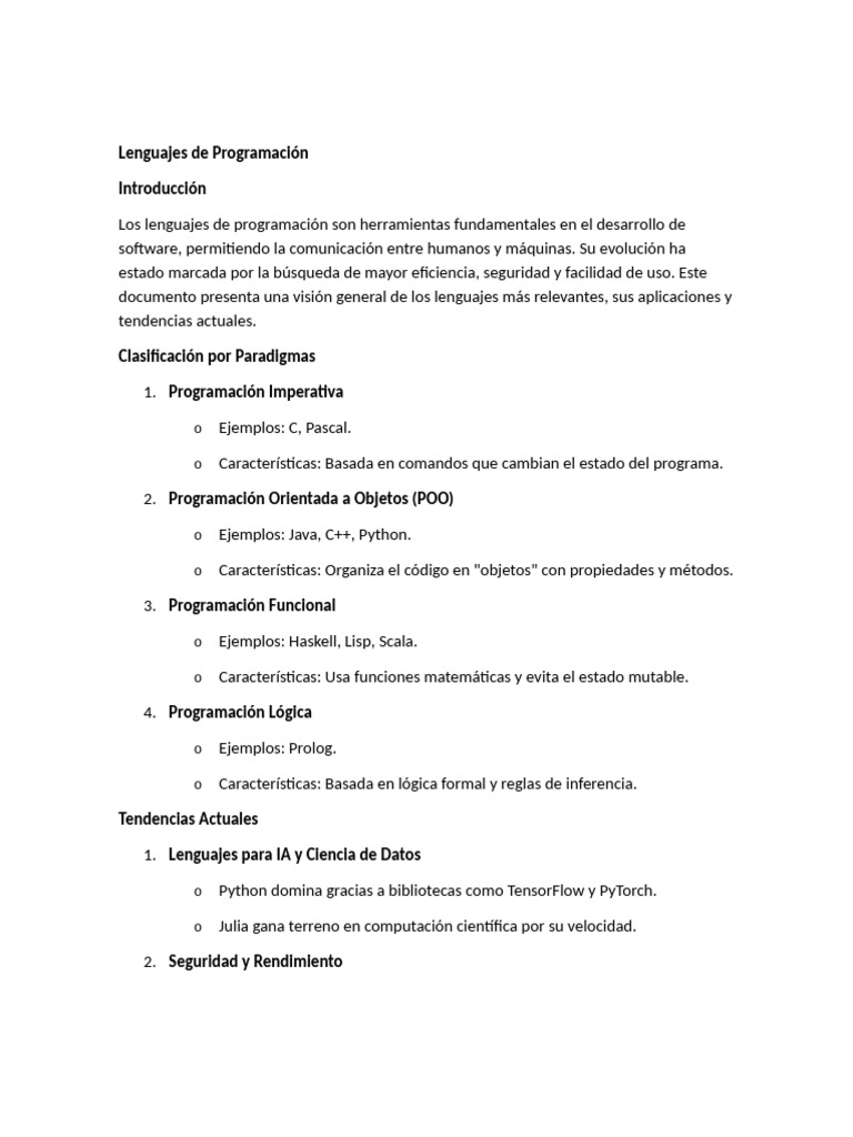 Lenguajes de Programación: Tendencias y Tipos | PDF | Lenguaje de ...
